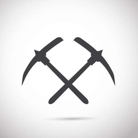pick axe flat icon with reflection on gray backgroundのイラスト素材
