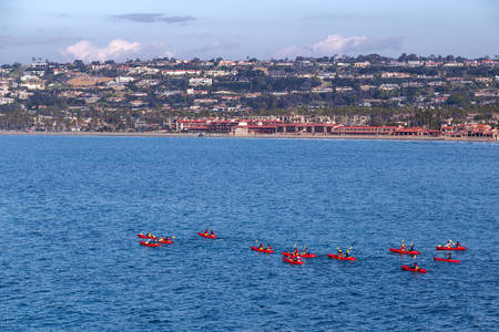Kayaking in La Jolla, Californiaの写真素材