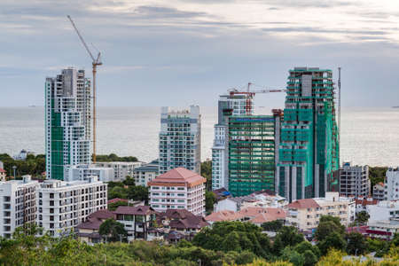 Construction of new luxury apartment buildings in Pattayaの写真素材