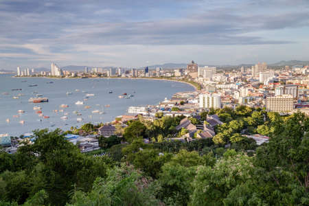 Panorama of Pattaya, resort city on the coast Thailand by dayのeditorial素材