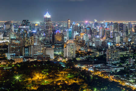 BANGKOK, THAILAND - CIRCA AUGUST 2015: Skyline of Bangkok, Thailand by nightのeditorial素材