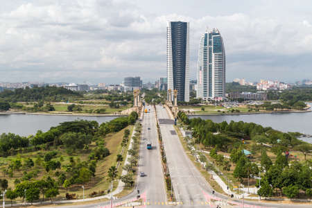 Putrajaya, Malaysia - circa September 2015: Seri Gemilang Bridge and Heritage Square in Putrajaya, Malaysiaのeditorial素材