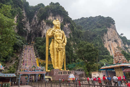 Kuala Lumpur, Malaysia - circa September 2015: Hindu statue at the entrance to Batu Caves complex, Malaysiaのeditorial素材