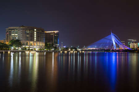 Putrajaya, Malaysia - circa September 2015: Seri Wawasan Bridge in Putrajaya at eveningのeditorial素材