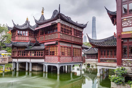 Shanghai, China - circa September 2015: Yu Yuan Garden and Bazaar on Jin Jiao Road area in Shanghaiのeditorial素材