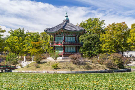 Hwangwonjeong Pagoda in Gyeongbokgung Palace, Seoul, Koreaのeditorial素材