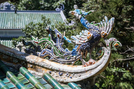Roof decorations on Linh Ung Pagoda, Marble mountains, Vietnamの写真素材