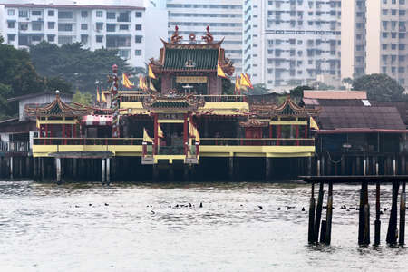 Hean Boo Thean Kuanyin Chinese Buddhist temple in Clan Jetties, Georgetown, Malaysia, Penang. Translation: Hean Boo Thean Kuanyin Chinese Buddhist templeの写真素材