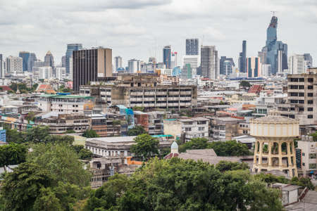 Bangkok, Thailand - circa September 2015: View of Bangkok from Golden Mountain, Wat Saket, Thailandのeditorial素材