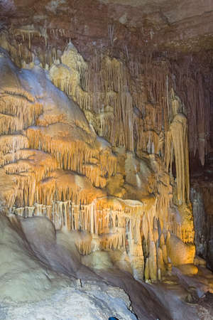 San Antonio, TX/USA - circa February 2016: Stalactites and Stalagmites in Natural Bridge Caverns near San Antonio, Texasのeditorial素材