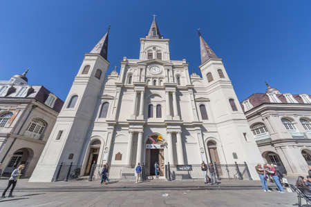 New Orleans, LA/USA - circa February 2016: St. Louis Cathedral in French Quarter, New Orleans, Louisianaのeditorial素材