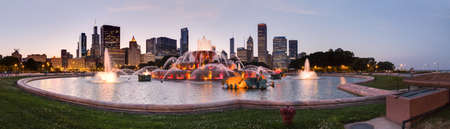 Chicago, IL/USA - circa July 2015: Buckingham Fountain at Grant Park in Chicago, Illinoisのeditorial素材