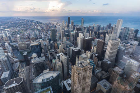 Chicago, IL/USA - circa July 2015: View of Downtown Chicago from Willis Towerのeditorial素材