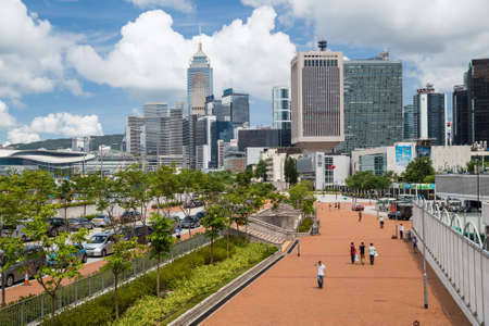 Hong Kong, SAR China - circa July 2015: Office buildings and waterfront of Hong Kongのeditorial素材