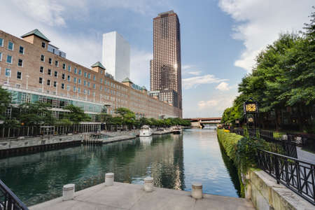 Chicago, IL/USA - circa July 2015: Ogden Slip, Chicago, Illinoisのeditorial素材