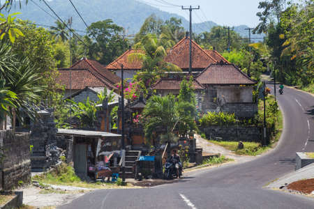 Bali, Indonesia - circa October 2015: Streets of small towns in Bali, Indonesia