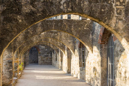 Ruins of Convento and Arches of Mission San Jose in San Antonio, Texasの写真素材