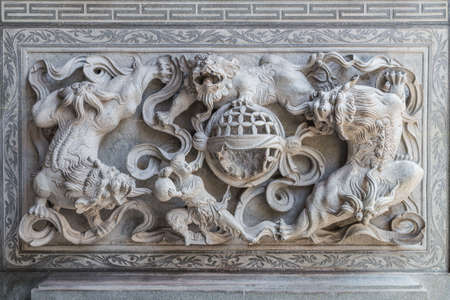 Detail of temple building exterior in Georgetown, Malaysiaの写真素材