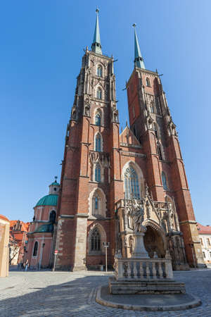 Wroclaw, Poland - circa March 2012: Medieval Gothic Cathedral of St. John the Baptist in Wroclaw, Polandのeditorial素材