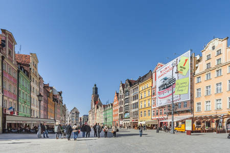 Wroclaw, Poland - circa March 2012: Central market square in Wroclaw, Poland