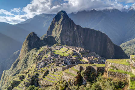 Panorama view of Machu Picchu sacred lost city of Incas in Peruの写真素材
