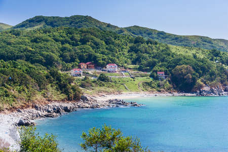 Summer houses on the beach near Vladivostok, Russiaの写真素材