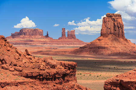 View of Monument Valley in Navajo Nation Reservation between Utah and Arizonaの写真素材