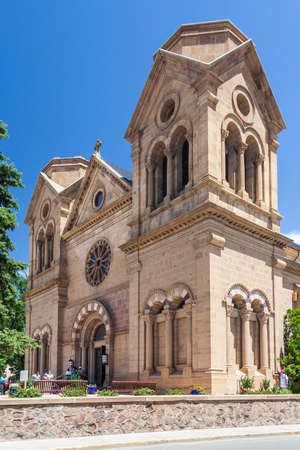 Cathedral Basilica of Saint Francis of Assisi, also known as Saint Francis Cathedral in downtown Santa Fe, New Mexicoの写真素材