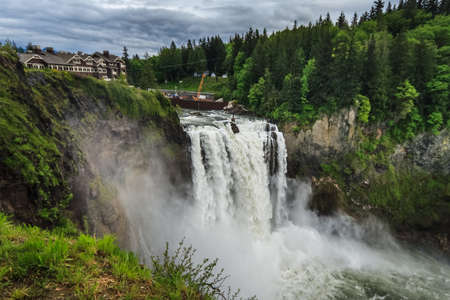 Snoqualmie Falls, famous waterfall in Washington, USAの写真素材