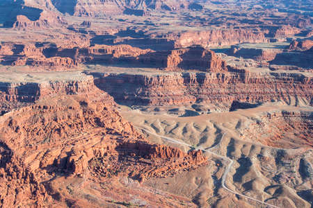 View of Colorado River and Canyonlands National Park from Grand View Point Overlook, Utah, USAの写真素材