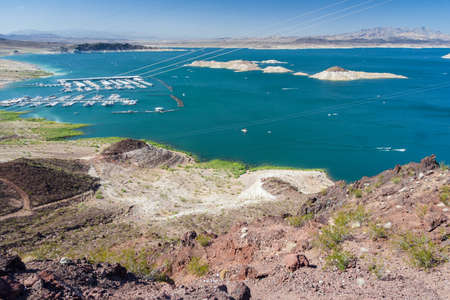 Lake Mead near Hoover Dam between Nevada and Arizona, USAの写真素材