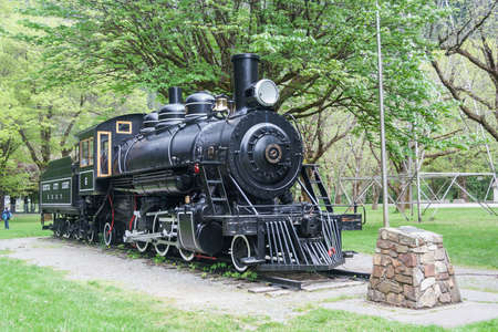 Light steam engine in Newhalem, Washington near Seattleのeditorial素材
