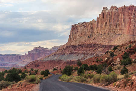 Rocks along scenic drive at Capitol Reef National Park, Utah, USAの写真素材