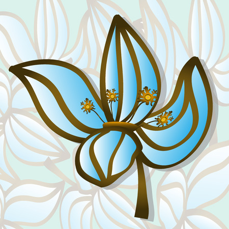 blue brown flower  with pollen sticks のイラスト素材