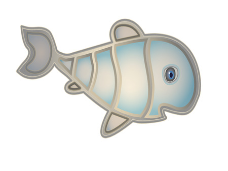 Blue neon cute little fishのイラスト素材