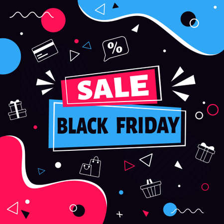 Black friday banner. Vector illustration in flat style.のイラスト素材