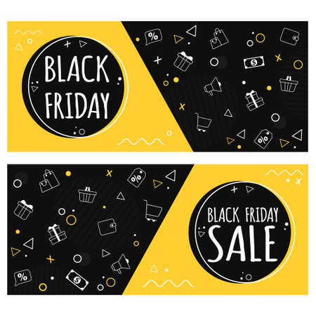 Black friday flyer. Vector illustration in flat style.のイラスト素材