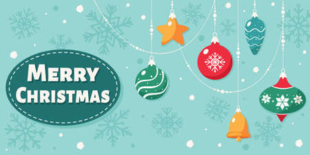 Merry Christmas card. Christmas decorations. Vector illustration.のイラスト素材