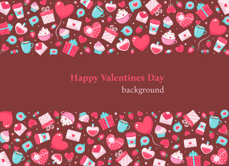 Valentines Day background. Valentines Day elements. Vector illustrationのイラスト素材
