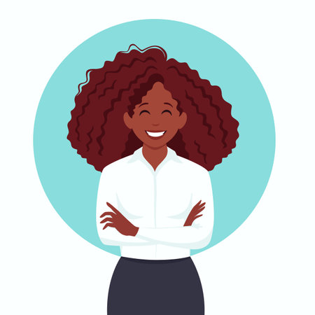 Black business woman. Black women empowering . Vector illustration.のイラスト素材