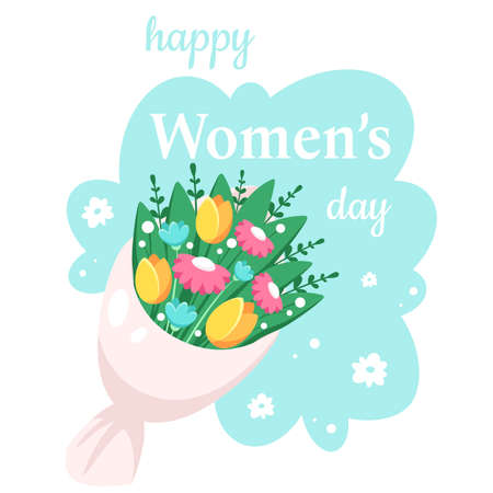 Happy Women's Day. Bouquet of spring flowers. Vector illustrationのイラスト素材