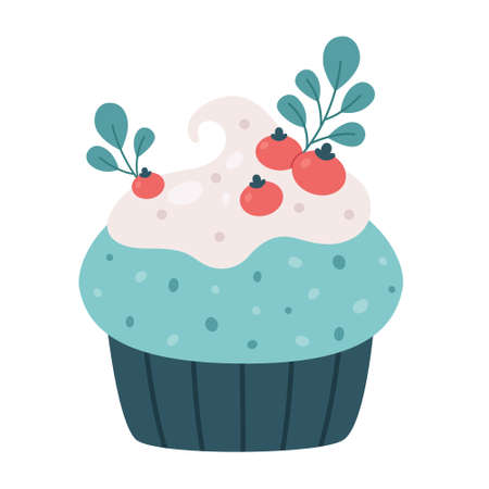 Christmas cupcake. Christmas sweets. Vector illustrationのイラスト素材