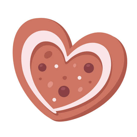 Gingerbread in heart shaped. Ginger cookies. Valentines Day sweets. Vector illustrationのイラスト素材