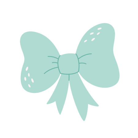 Cute bow. Hair accessory, holiday decorative bow. Hand drawn vector illustrationのイラスト素材