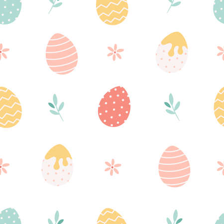 Easter eggs seamless pattern. Painted eggs. Happy Easter.のイラスト素材