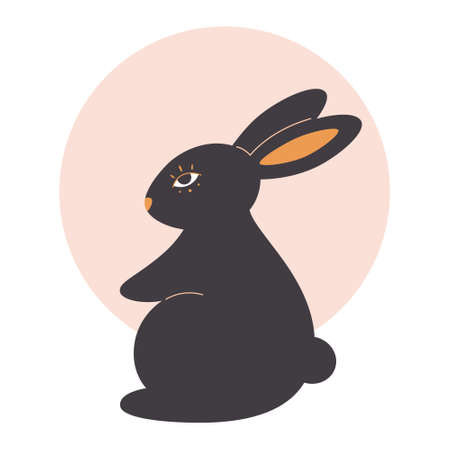 Cute rabbit. Year of the Rabbit. Mid autumn festival. Chinese horoscope. Hand drawn vector illustrationのイラスト素材