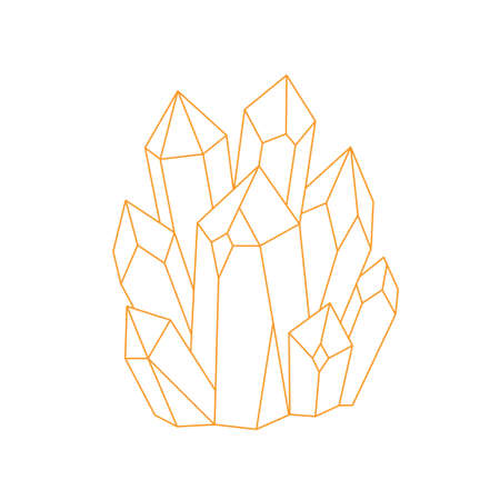 Mystical, esoteric and healing crystals. Linear art. Editable strocks. Vector illustrationのイラスト素材