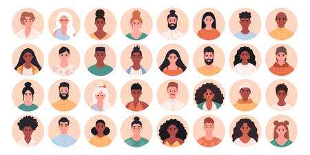 People avatar set. People of different age, races, appearance. Multicultural society. Social...