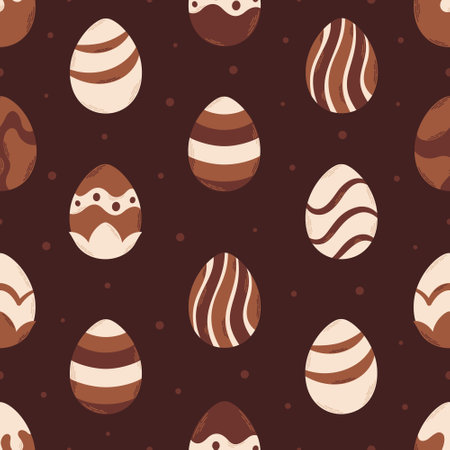 Chocolate eggs seamless pattern. Happy Easter. Easter sweets. Hand drawn vector illustrationのイラスト素材