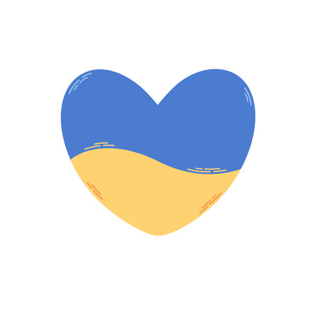 Ukraine flag in the shape of heart. Save Ukraine, Support Ukraine. Vector illustration in flat styleのイラスト素材